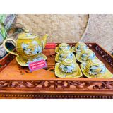  Bộ ấm chén gốm sứ họa tiết chim bay 