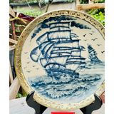  Đĩa Trưng Bày Men Dạ Bọc Đồng Họa Tiết Thuận Buồm Xuôi Gió 