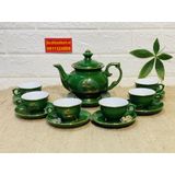  Bộ ấm chén men xanh vẽ vàng xuất xứ Bát Tràng 