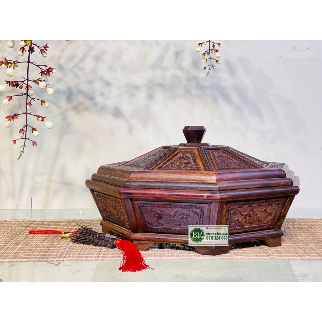  [ĐỒ DÙNG NGÀY TẾT]-Khay đựng bánh kẹo bằng gỗ quý thiết kế cao cấp 34cm-Siêu thị Bảo Khánh 