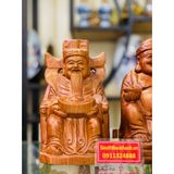  Cặp tượng Thần Tài -Thổ Địa chế tác từ gỗ hương (cao 20cm) 