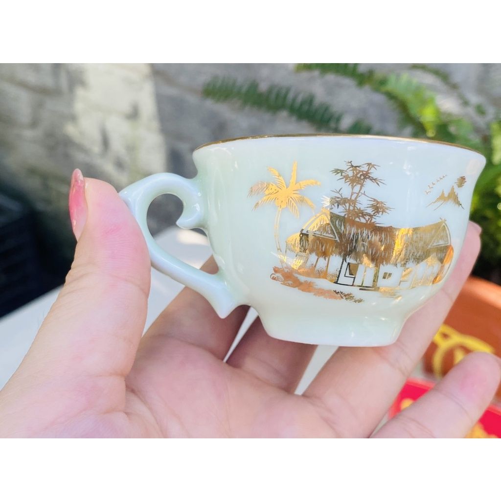  Siêu Thị Bảo Khánh-Bộ ấm chén men kem làng quê Việt Nam 