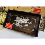  [NGHỆ THUẬT TRÀ ĐẠO]-Khay Trà Gụ Chân Quỳ Khảm Trai 34cm-Mỹ Nghệ Bảo Khánh 