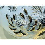  [HÀNG NGHỆ NHÂN]-Bình hút lộc Bát Tràng đắp nổi vẽ vàng họa tiết lí ngư 