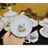  Bộ ấm men trắng vẽ vàng quà tặng xuất xứ Bát Tràng 