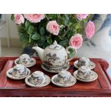  Bộ ấm chén họa tiết Sơn Thủy hoàng gia vẽ vàng Bát Tràng 500ml 