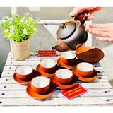  Bộ Ấm Chén Tử Sa hoạ tiết Hoa Cúc đắp nổi BKCEVN-8000 