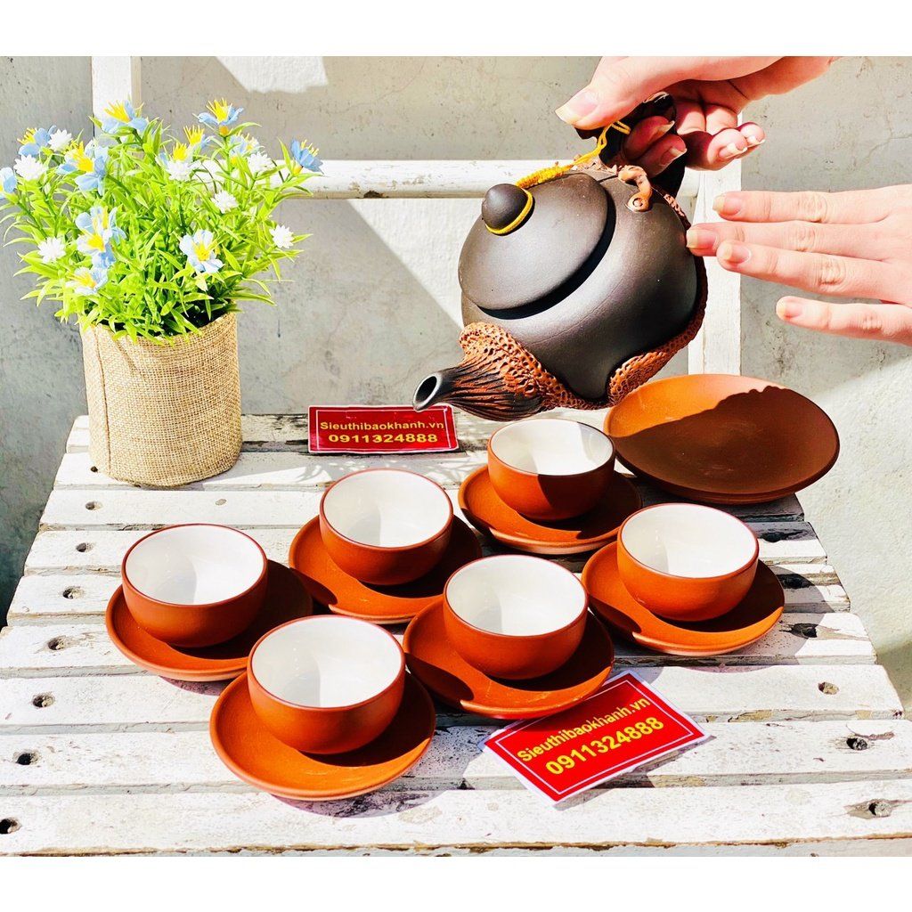  Bộ Ấm Chén Tử Sa hoạ tiết Hoa Cúc đắp nổi BKCEVN-8000 