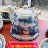  Bộ ấm chén men rạn Bát Tràng, họa tiết sơn thủy BKCE-001170VN-0004 