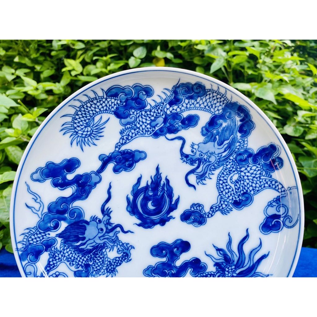  Sieu Thi Bao Khanh-Đĩa cảnh men rạn họa tiết song long 