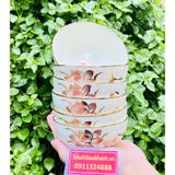  Nghệ thuật gốm sứ bộ bát ăn men kem sen hồng -Bảo Khánh 