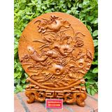  Đĩa sen cá uyên ương phong thủy   -Đồ gỗ Bảo Khánh 