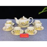  Bộ ấm chén cao cấp họa tiết hoa sen vàng 