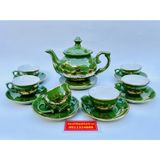  Bộ ấm chén phú quý rêu dẹt rêu sơn thủy vàng kim 