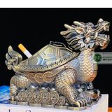  Gạt tàn đồng họa tiết cổ trạm trổ rồng loại 15cm 