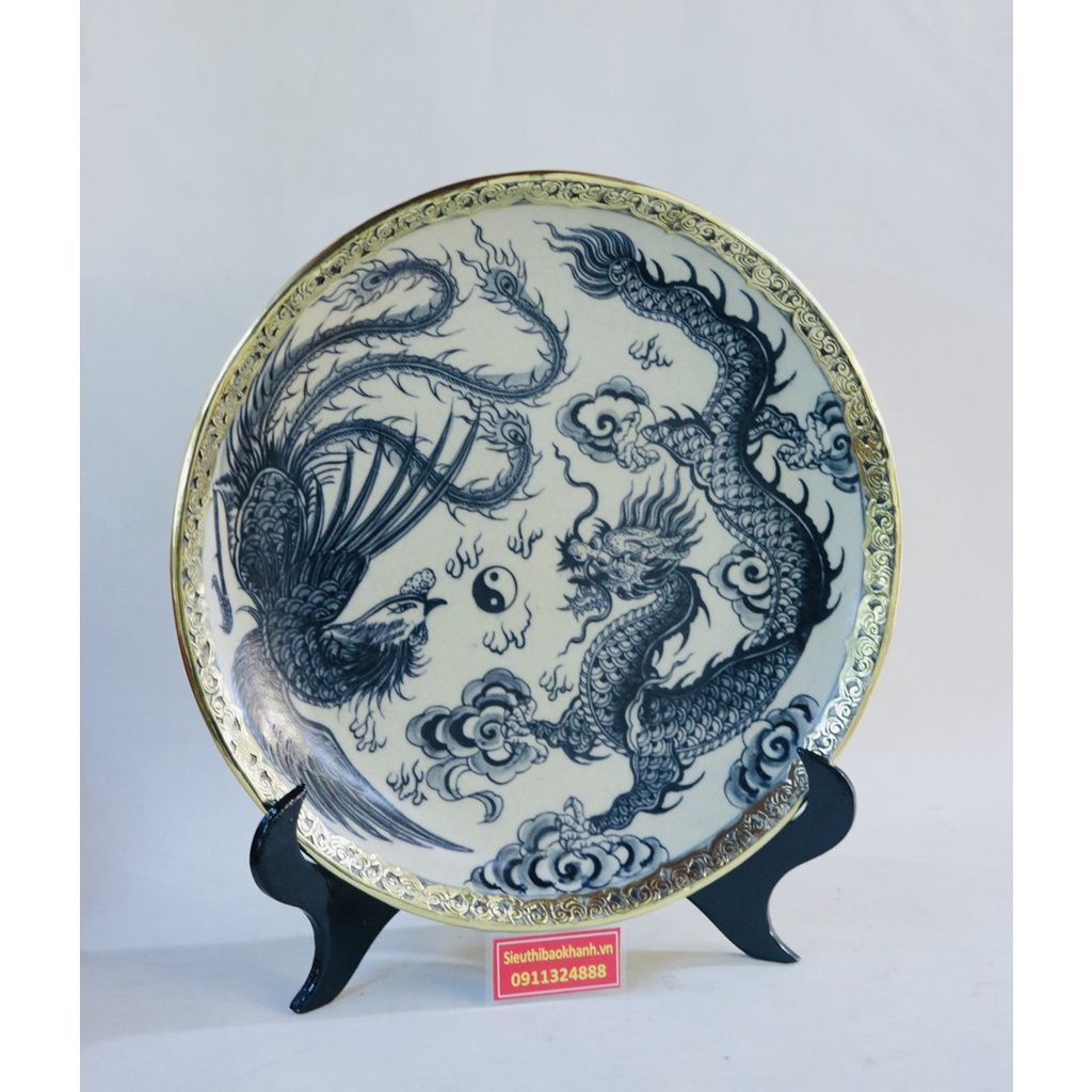  Đĩa cảnh long phụng bọc đồng-Siêu thị Bảo Khánh 