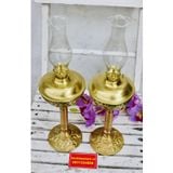  Cặp đèn dầu đồng trang trí bàn thờ xuất xứ Đại Bái 27cm 