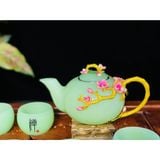  Bộ ấm chén đá xanh ngọc họa tiết Hoa Mai in nổi 350ml BKCEVN-8021 
