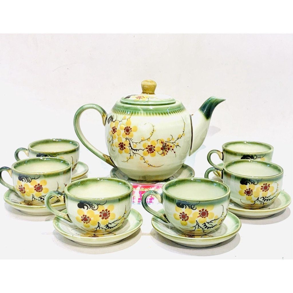  Bộ ấm chén họa tiết hoa mai vàng dung tích 850ml 