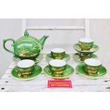  Bộ ấm men xanh vẽ vàng quà tặng xuất xứ Bát Tràng 