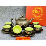  Bộ Ấm Chén,Bộ Ấm Trà Tử Sa Lòng Xanh Bát Tràng 350ml 