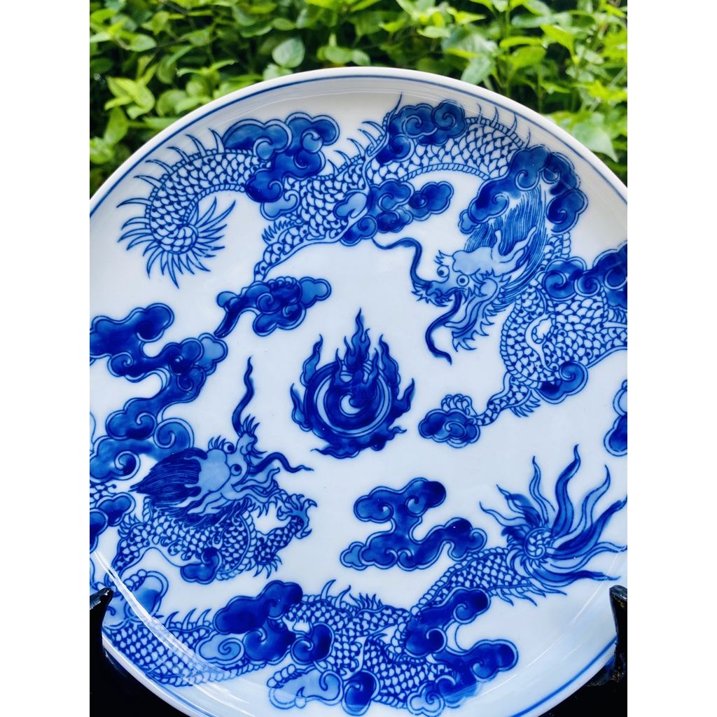  Sieu Thi Bao Khanh-Đĩa cảnh men rạn họa tiết song long 