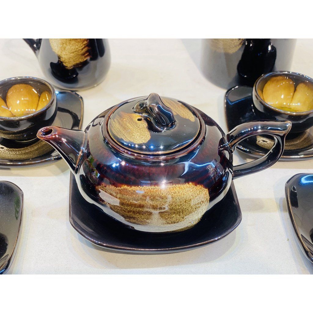  Bộ ấm chén,ấm trà tử sa Bát Tràng cao cấp kèm phụ kiện 350ml 