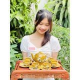  Bộ ấm chén Bát Tràng men họa tiết sen -Ấm chén Bảo Khánh 