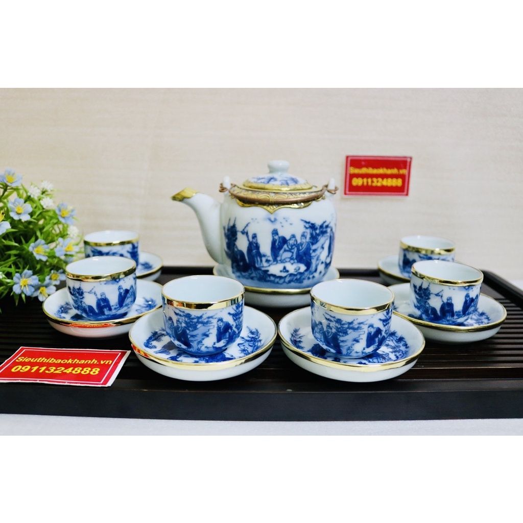  Bộ ấm chén Trúc Lâm Thất Hiền bọc đồng BKCEVN-8027 