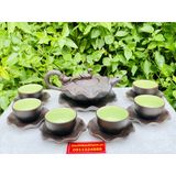  Ấm chén Bảo Khánh-Tinh hoa Bát Tràng bộ ấm chén tử sa tạo hình họa tiết lá sen 