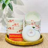  [BÁT TRÀNG CHÍNH HÃNG]-Bộ 10 Bát Ăn Men Kem Hoa Sen Cao Cấp-Bát Tràng Bảo Khánh. 