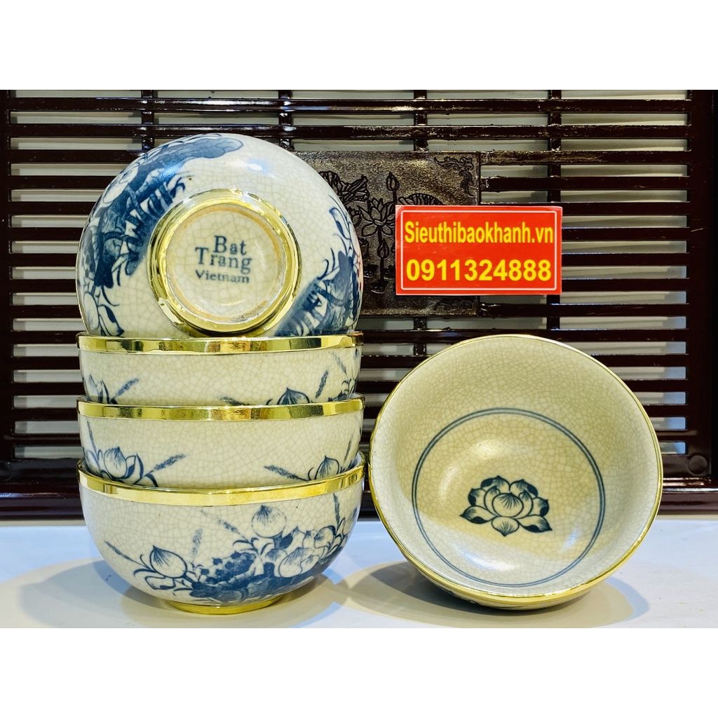  Bộ bát sen men rạn bọc đồng 