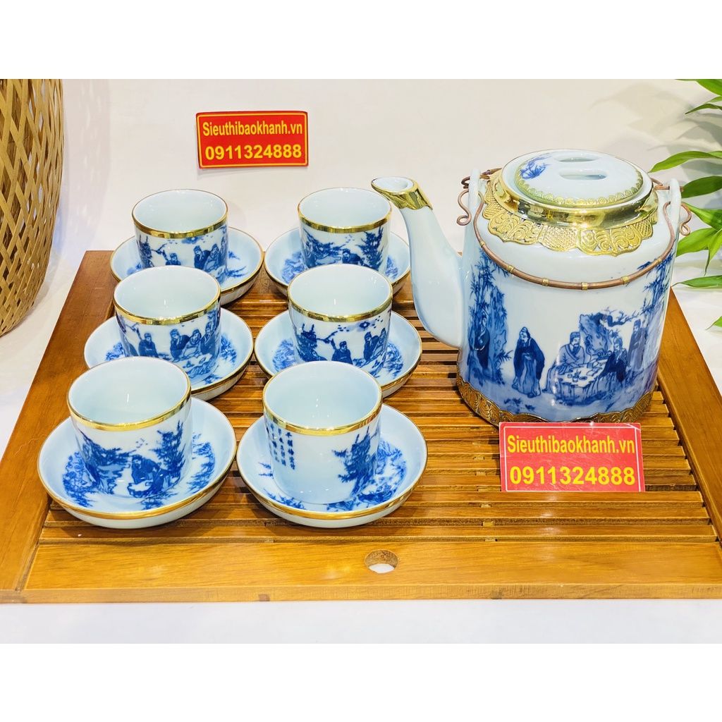  Bộ ấm tích Bát Tràng Trúc Lâm Thất Hiền BKCE-001710VN-0006 
