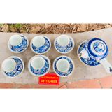  Bộ ấm chén Bát Tràng men lam, hoạ tiết Long Ẩn Nội Cung BKCE-002430VN-0002 
