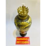  Đèn dầu đồng trạm trổ rồng 