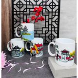  [Gốm Sứ Bát Tràng] Cốc vẽ tay hình phong cảnh Hà Nội Dáng C siêu đẹp 