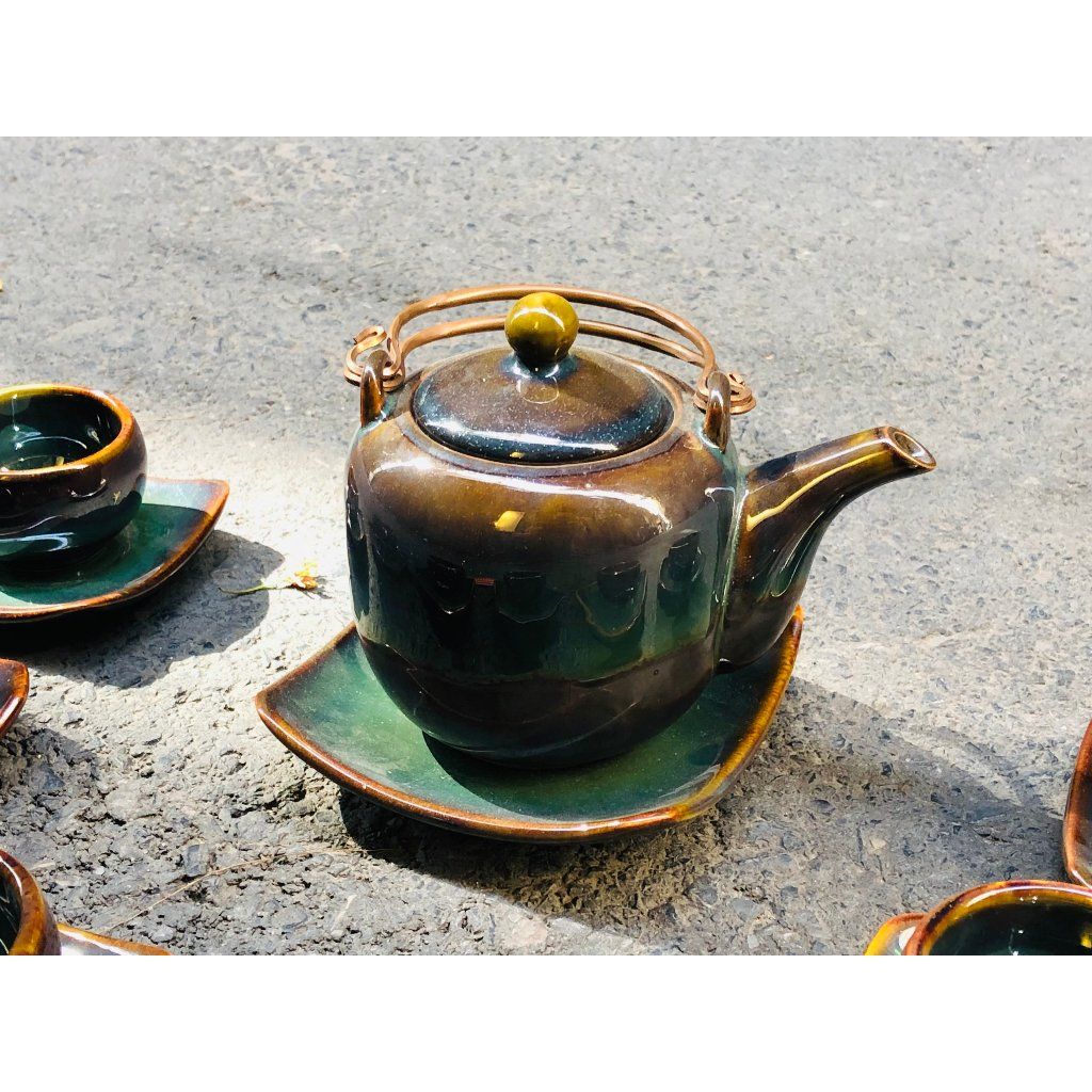  [Bộ Ấm Chén Bảo Khánh]- Bộ Ấm Chén Men Hỏa Miến 