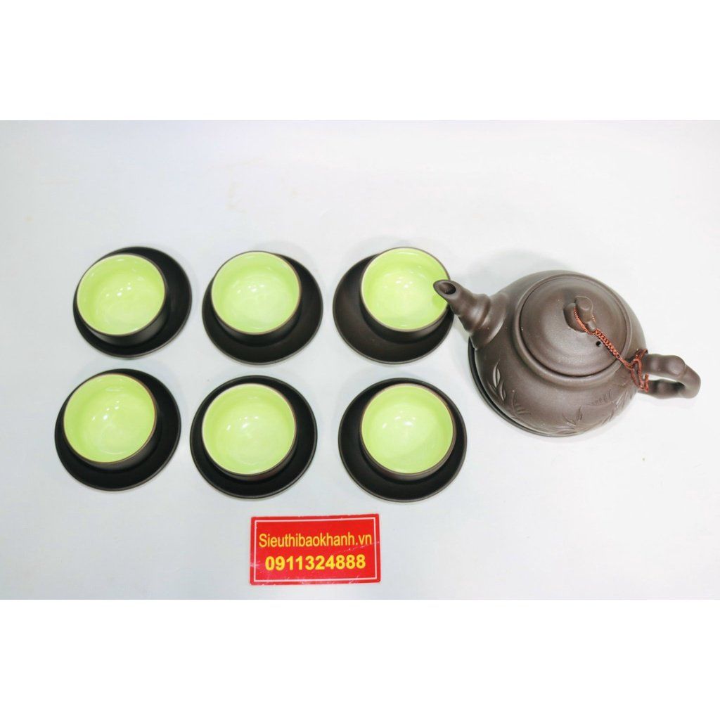  Bộ ấm chén tử sa lòng xanh Bát Tràng 