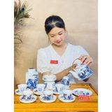  Bộ ấm chén trúc lâm thất hiền viền vàng 