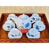  Bộ ấm chén họa tiết hoa xanh 