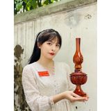  Cặp đèn thờ gỗ Hương sơn PU cao cấp 32cm 