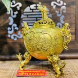  Xông trầm hương đồng quà tặng,đồ trang trí cao cấp -mỹ nghệ bảo khánh 18cm 
