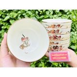  Nghệ thuật gốm sứ bộ bát ăn men kem sen hồng -Bảo Khánh 