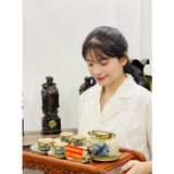  Bộ ấm chén,ấm trà men rạn bọc đồng Bát Tràng 350ml 