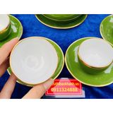  Bộ ấm chén men ngọc màu xanh viền vàng 
