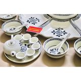  Set bát đĩa men trắng hoạ tiết hoa cổ - Siêu thị Bảo Khánh 