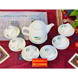  Bộ ấm chén,ấm trà men trắng Bát Tràng cao cấp chính hãng 350ml 