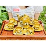  Bộ ấm chén Bát Tràng men họa tiết sen -Ấm chén Bảo Khánh 