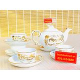  Bộ ấm chén họa tiết làng quê vẽ vàng 