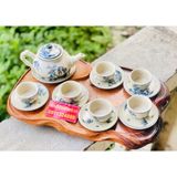  Bộ ấm chén men rạn vẽ Sơn Thủy Bát Tràng cao cấp 350ml 